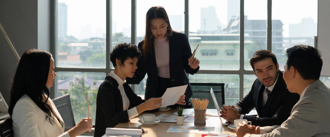 Group of business people in a conference room meeting