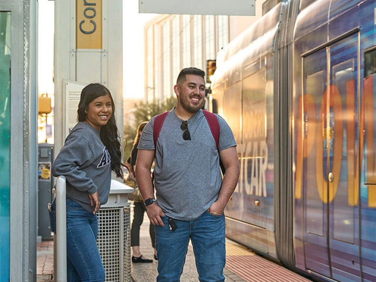 Students waiting for the streetcar